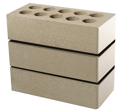 Картинка Кирпич - Гиперпрессованный кирпич Облицовочный одинарный гладкий : М-200 размером 120x250x65. Цвет , производство ЛИТОС 